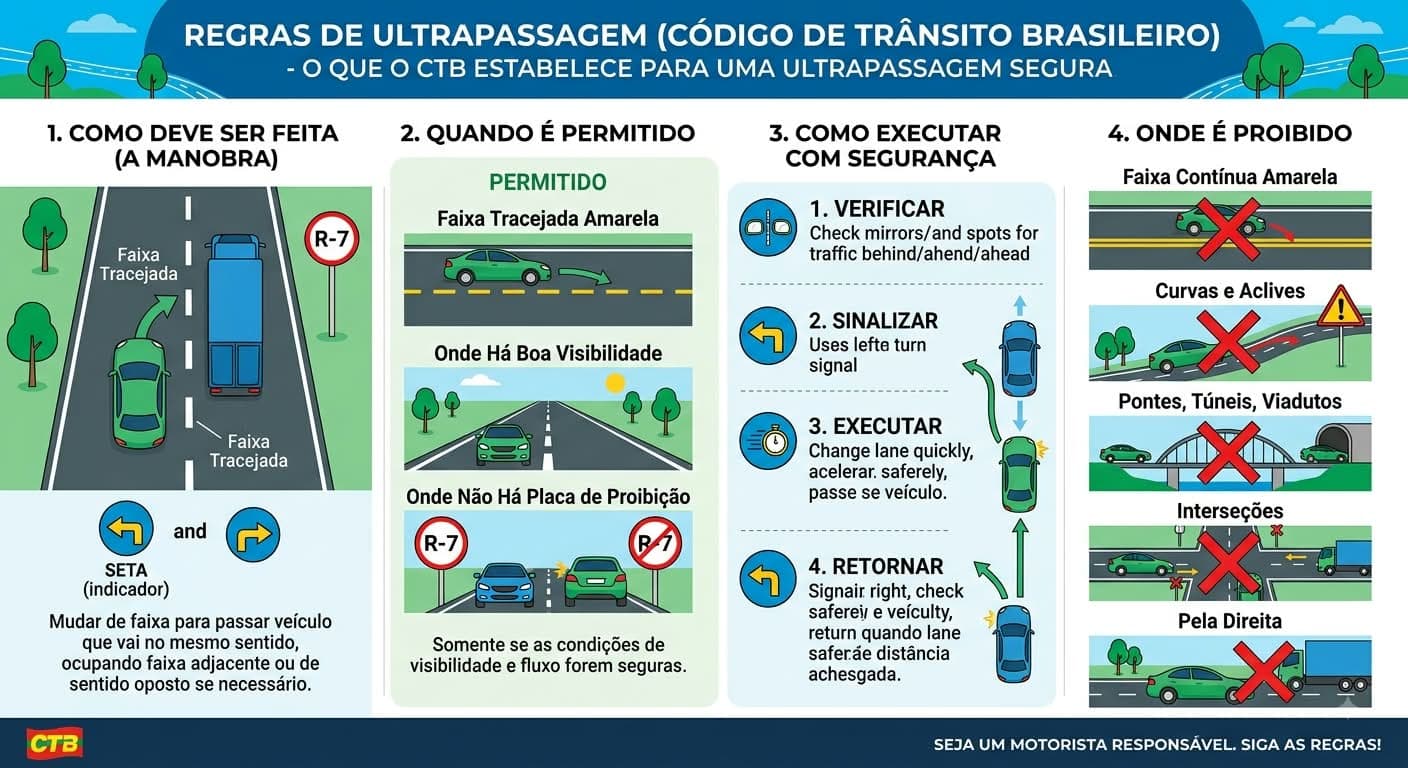 Regras de ultrapassagem: o que o Código de Trânsito Brasileiro estabelece