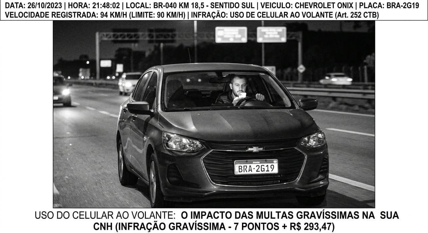 Uso do celular ao volante: o impacto das multas gravíssimas na sua CNH