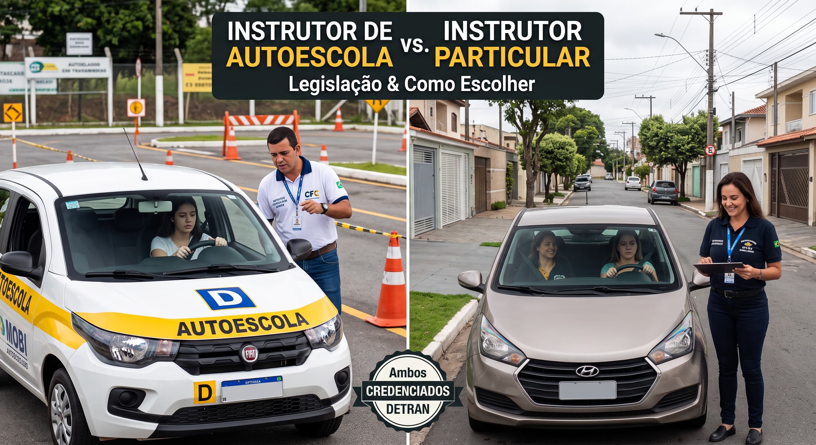 Capa do artigo: Instrutor de autoescola vs. Instrutor particular: o que a legislação permite e como escolher
